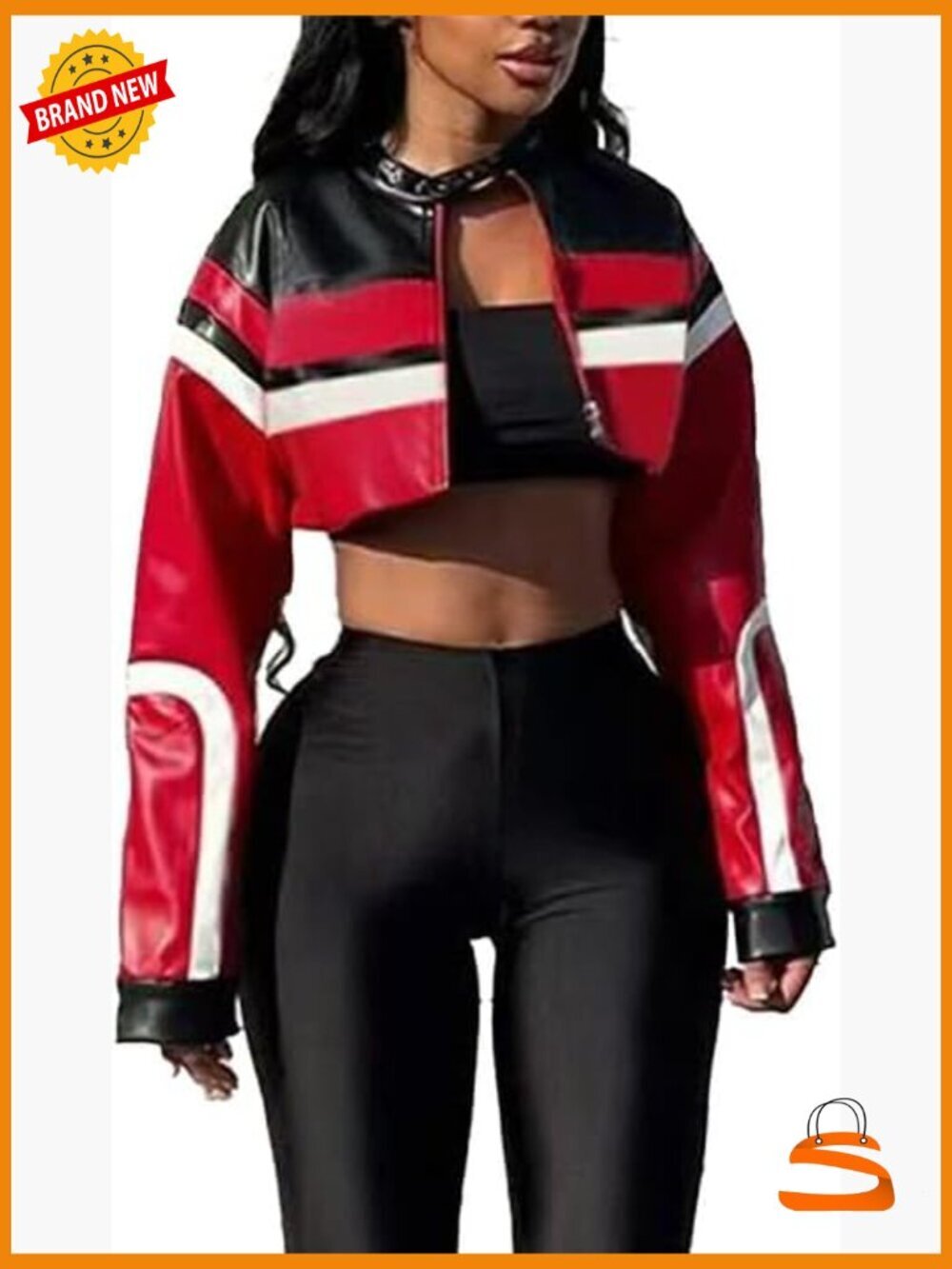Faux Leather Cropped Bomber Jacket Y2K Streetwear Motorcycle Jacket Women
